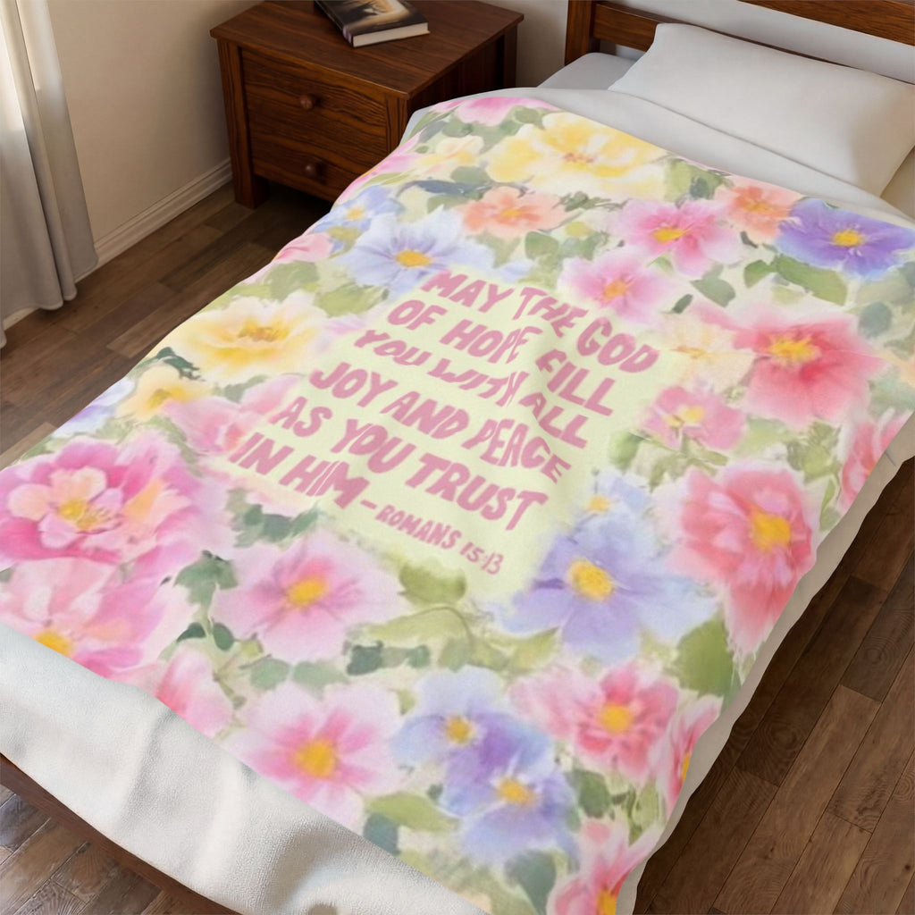 Romans 15:13 "God of Hope" Floral Fleece Blanket