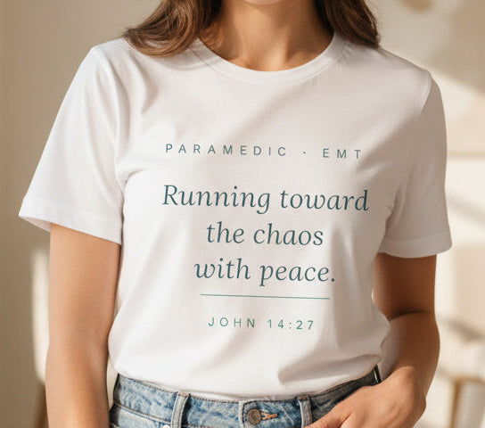 Running Toward the Chaos With Peace Tee