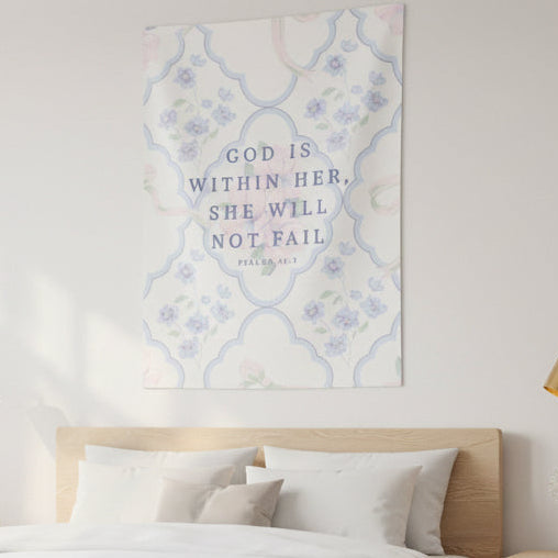 She Will Not Fail Floral Trellis Tapestry