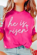 He Is Risen Glitter Cross Crewneck Tee
