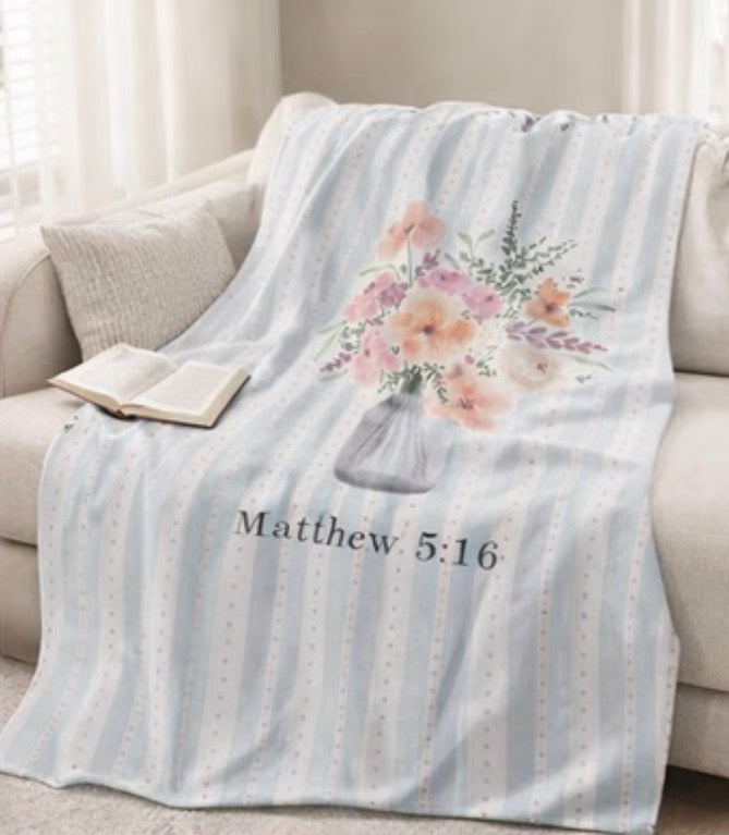Let Your Light Bloom™ Matthew 5:16 Floral Faith Blanket