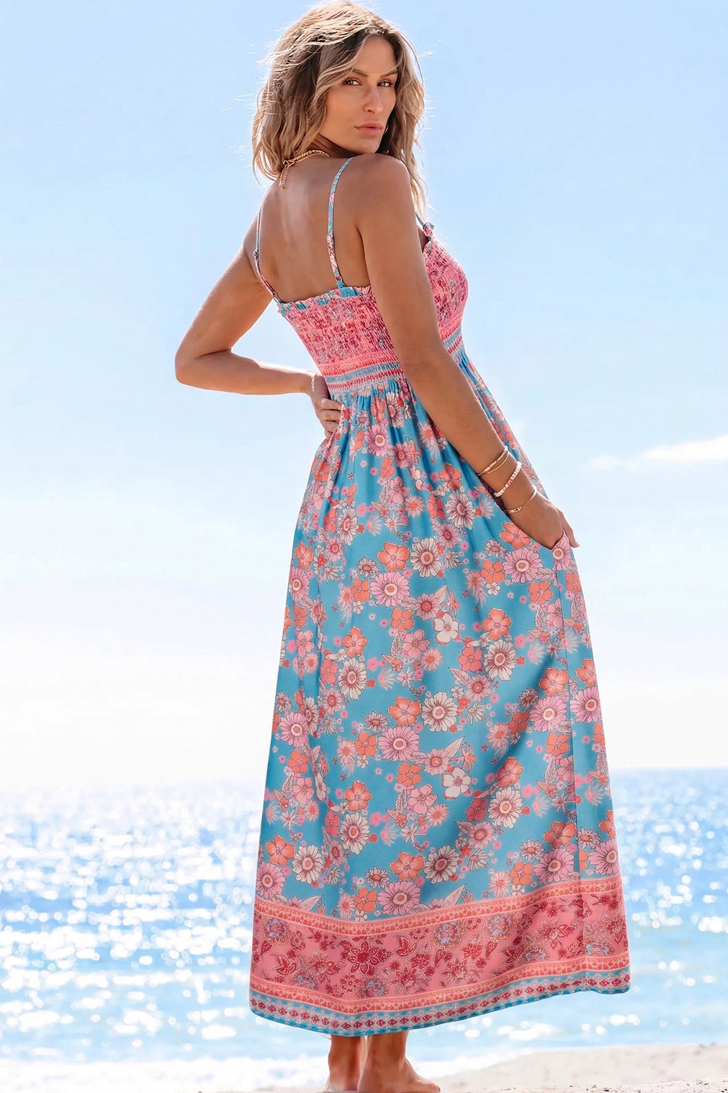 Serene Grace Smocked Floral Maxi