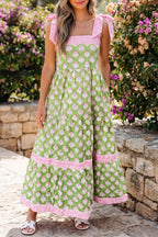 Green Floral Knot Strap Maxi Dress