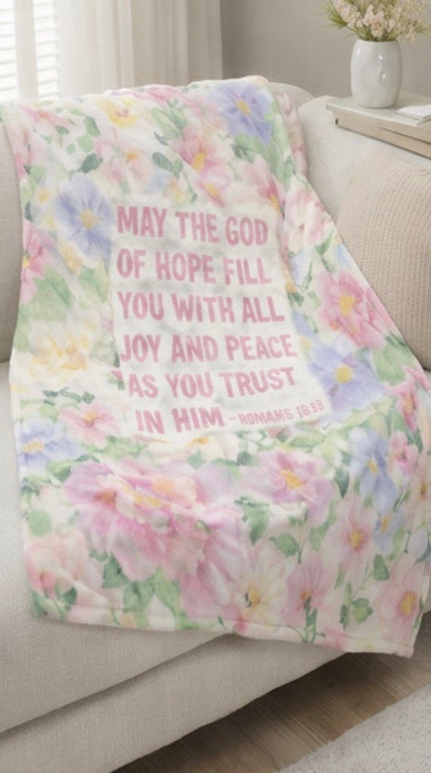 Romans 15:13 "God of Hope" Floral Fleece Blanket