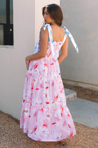 Pink Floral Smocked Maxi Dress
