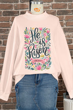 He Is Risen Floral Mock Neck Sweatshirt