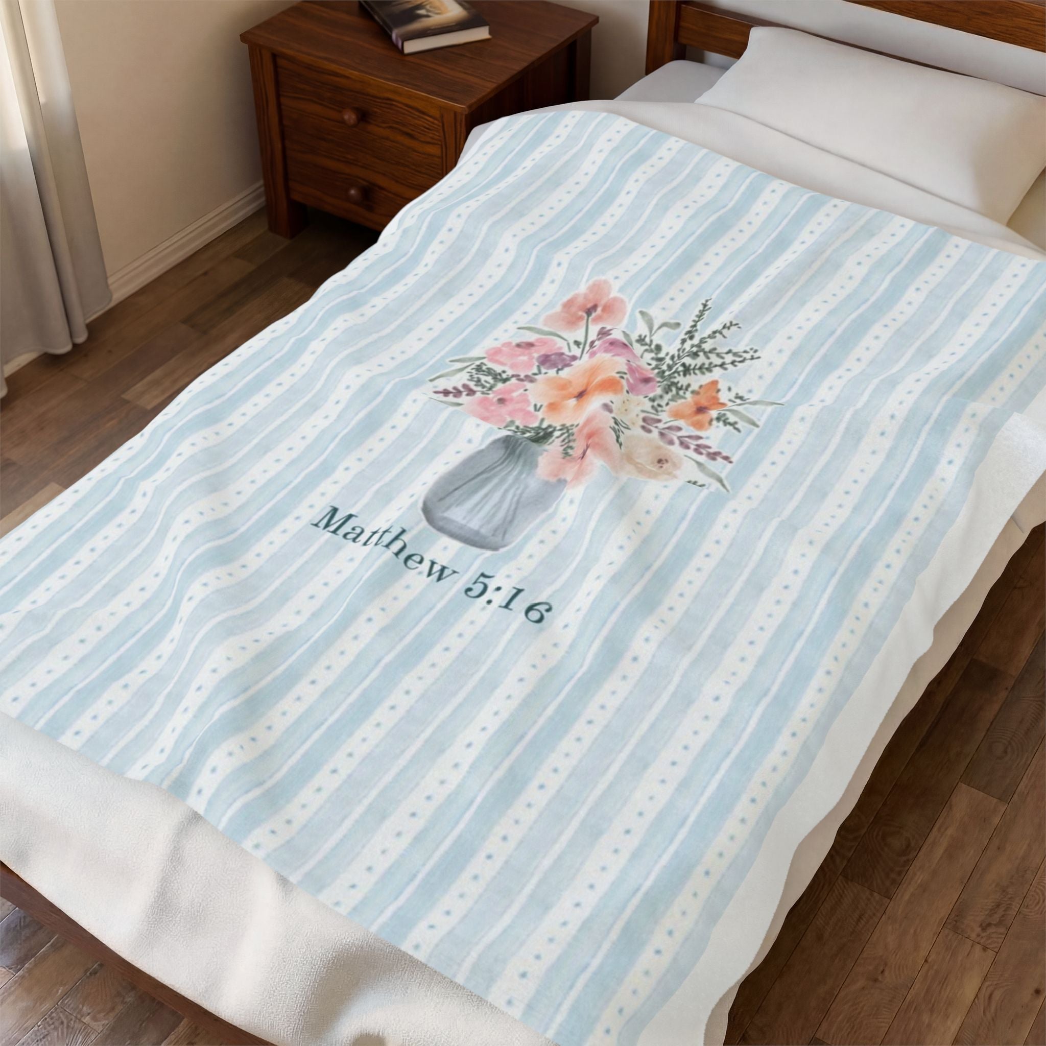 Let Your Light Bloom™ Matthew 5:16 Floral Faith Blanket