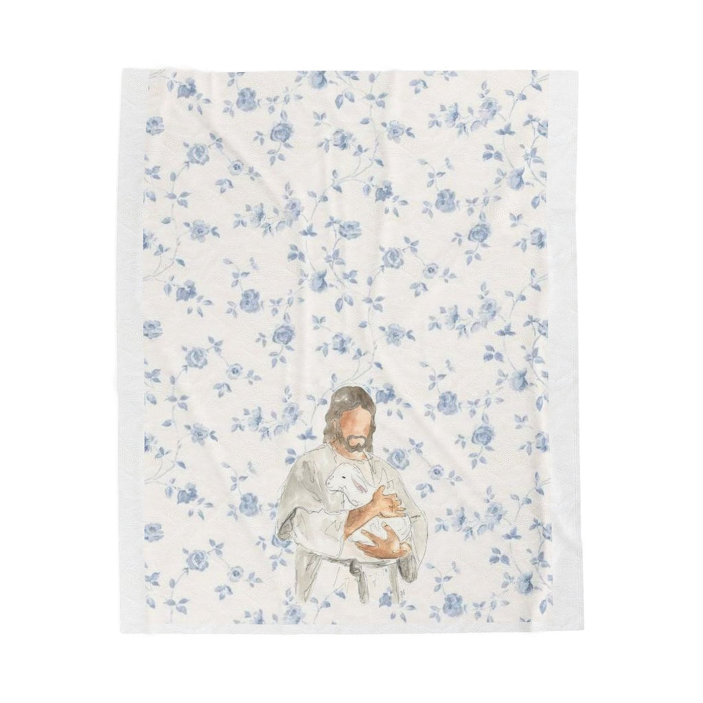 Held by the Shepherd™ Blue Floral Jesus Blanket