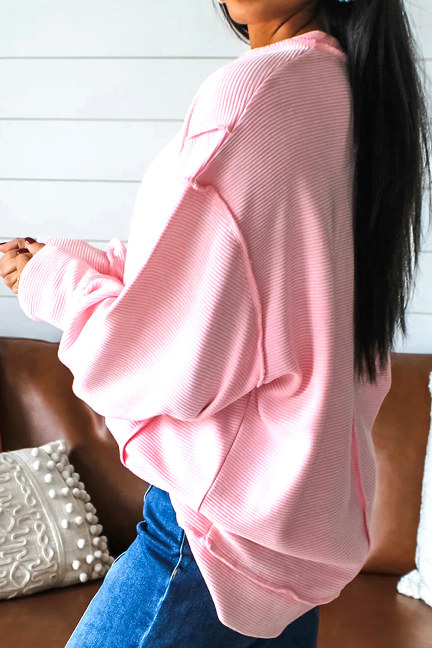 Eternal Love Ribbed Bow Sweatshirt