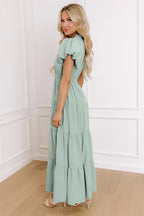 Aqua Tiered Maxi Dress