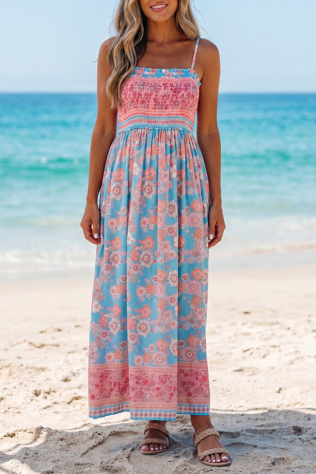 Serene Grace Smocked Floral Maxi