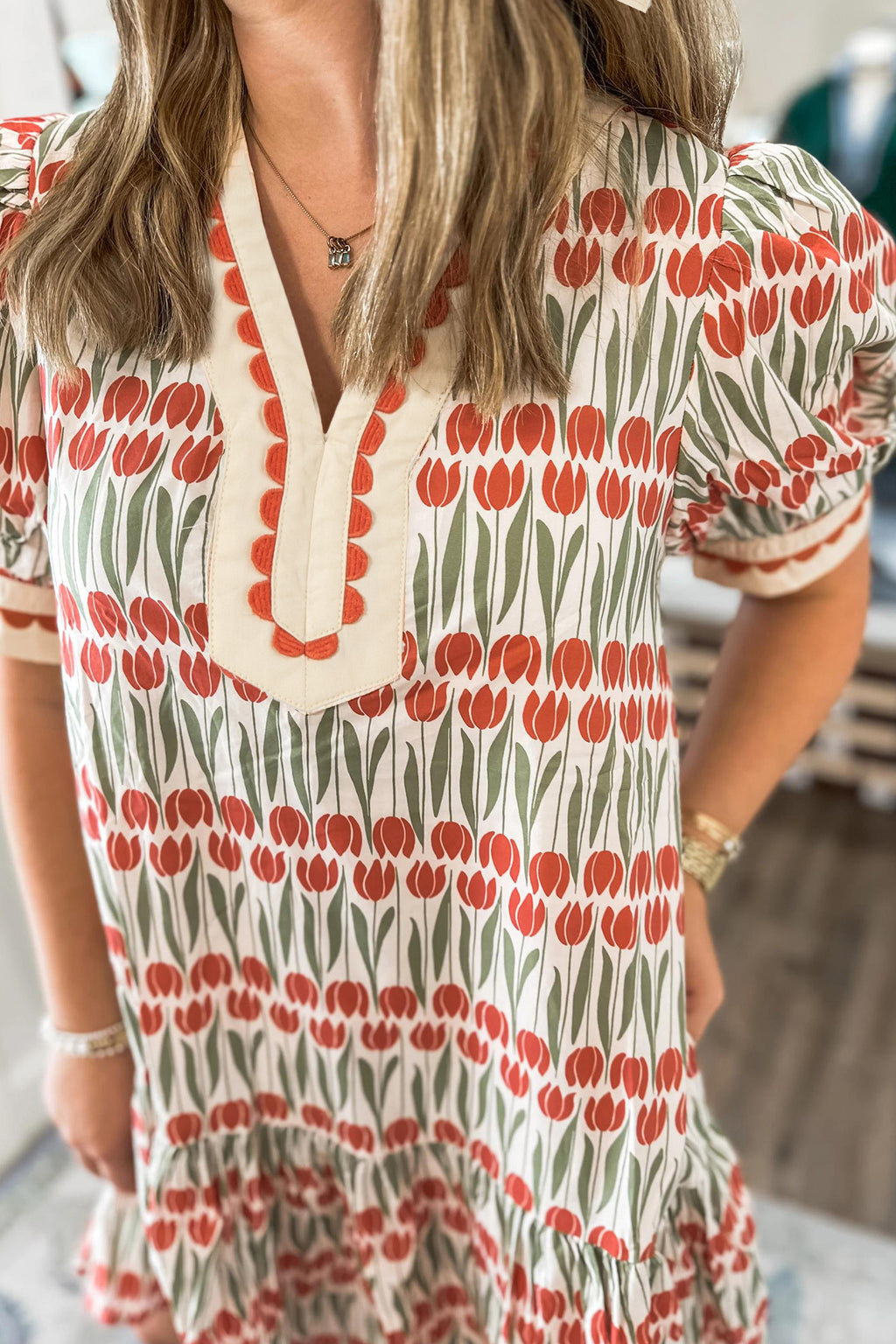 White Tulip Floral Mini Dress